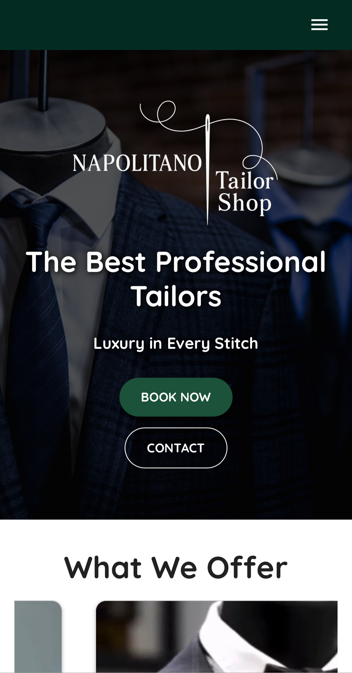 Custom branded booking website homepage