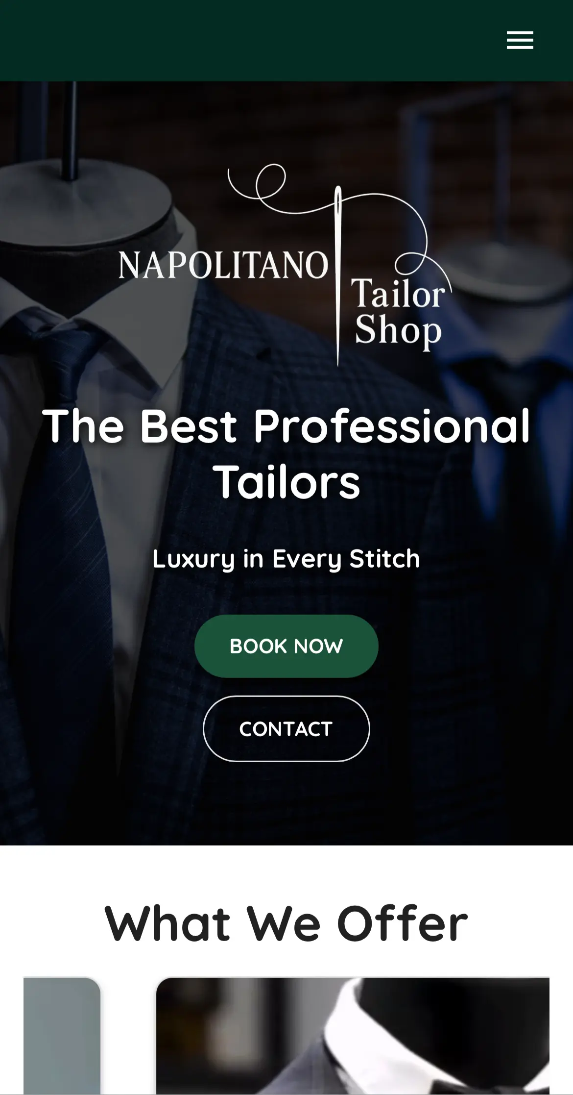 Custom branded booking website homepage